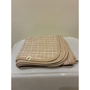 NWOT Easy Peasy 100% Organic Cotton Brown Plaid Baby Blanket 26" x 30"